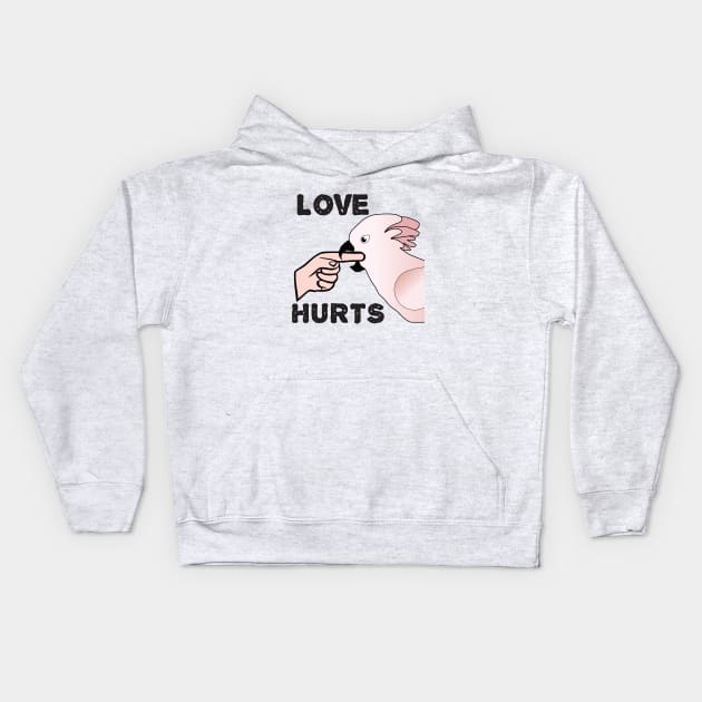 Love Hurts - Moluccan Cockatoo Parrot Kids Hoodie by Einstein Parrot